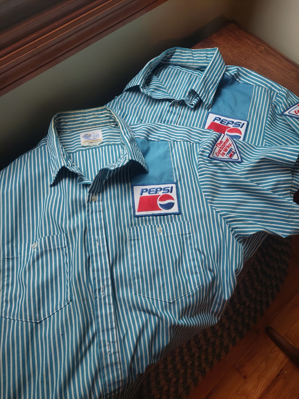 Pepsi Branded Men's Blue Stripe Work Shirt